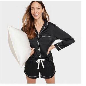 Black Satin Pajama Set